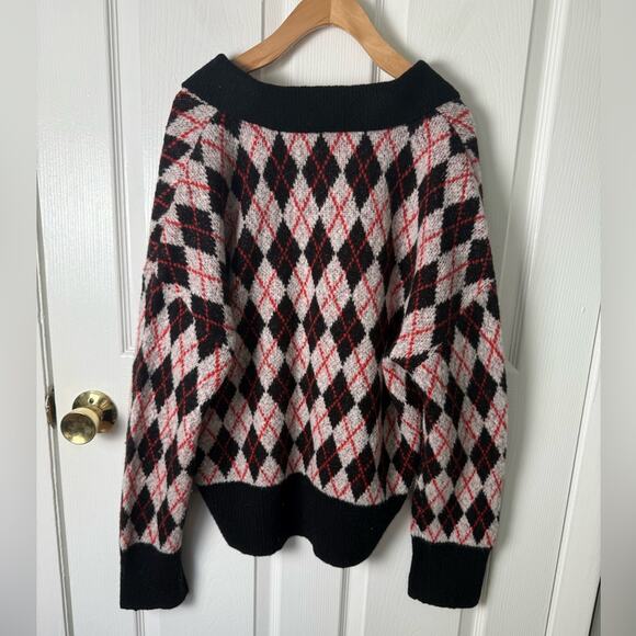 Favorite Daughter Cashmere Blend The Aria Argyle Sweater S - Picture 4 of 9